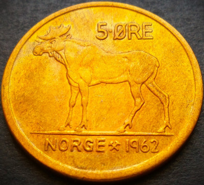 Moneda 5 ORE - NORVEGIA, anul 1962 * cod 4110 = patina frumoasa foto