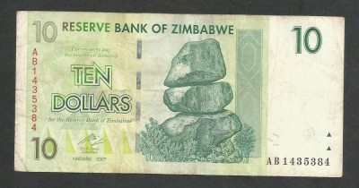 ZIMBABWE 10 DOLARI DOLLARS 2007 [24] P- 67 , VF foto