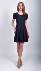 Rochie office cloche cu maneci scurte Black foto