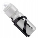 Bidon Bicicleta Dunlop 750ml Argintiu cu Suport Negru, Polietilena, Usor, 23.5cm