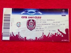 Bilet meci fotbal CFR 1907 CLUJ - BORDEAUX (Champions League 04.11.2008) foto