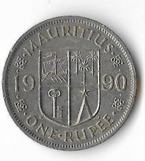 Moneda 1 rupee 1990 - Mauritius foto