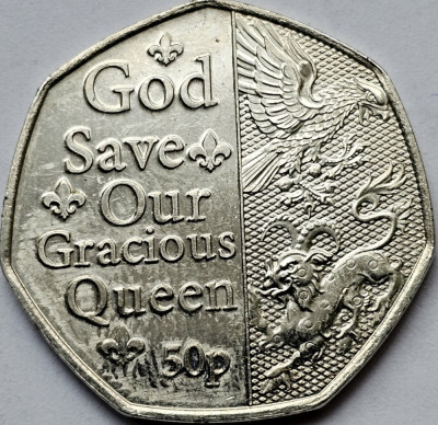 50 pence 2022 Isle of Man, Platinum Jubilee - God Save Our Gracious Queen foto