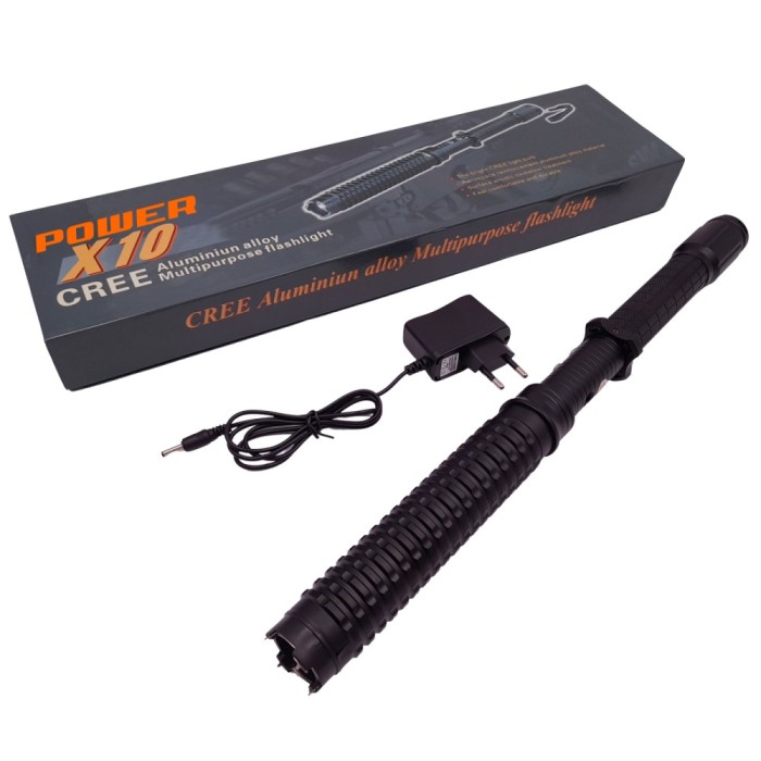 Baston cu electrosoc extensibil DEPOX&reg;, X10 Power, negru, full metalic, 49 cm