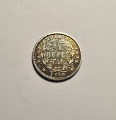 India 1/4 Rupee Rupie 1840 Piesa Frumoasa Regina Victoria