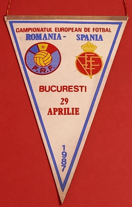 Fanion meci fotbal ROMANIA - SPANIA (29.04.1987)