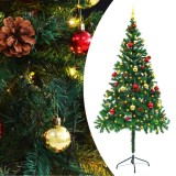 Cumpara ieftin Brad de Craciun artificial pre-iluminat cu globuri verde 180 cm