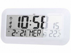Ceas de perete digital OM 3520 D, 42cm, temperatura, calendar, alb, Trevi foto