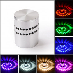 Lampa de perete RGB cu proiectie model spirala, cu telecomanda, 3W foto