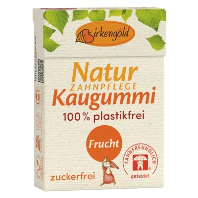 Guma de mestecat naturala cu fructe, 28g, Birkengold foto