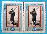 TIMBRE ROM&Acirc;NIA LP647/1967 90 de ani de la Proclamarea Independenței de Stat a Rom&acirc;niei -Serie &icirc;n pereche -MNH, Nestampilat