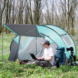 Outsunny Cort Camping 4 Persoane, Cort Automat Pop-up Iglu, 286x209x122 cm, Albastru deschis