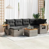 vidaXL Set canapele de grădină, 7 piese, cu perne, gri, poliratan 3325980