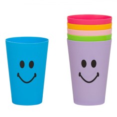 Set Pahare Plastic, Model Smile, Multicolor, Capacitate 350ml, 6 Bucăți