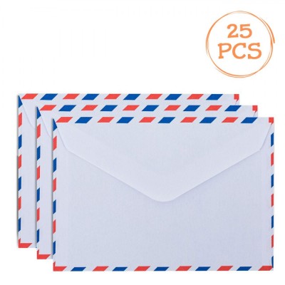 Plicuri Corespondență Airmail, 11.4x16.2 cm, 80 GSM, Set 25 Bucăți, Multicolor foto