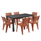 Alison 6+1 set mobilier de grădină grafit teracotă