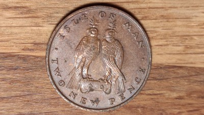 Isle of / Insula Man -moneda de colectie exotica- 2 pence 1975 soimi - superba ! foto
