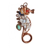 B86. Pandantiv unicat - Calut de mare din cupru si pietre semipretioase, cadou