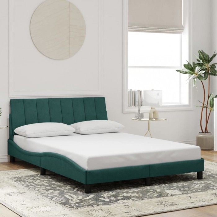 vidaXL Cadru de pat fără saltea, verde &icirc;nchis, 140x190 cm, catifea 3207846