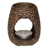 Suport de lumanare decorativ Dimbo, ceramica, forma picatura, 6,5x8,5 cm., maro