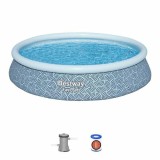 Piscina Gonflabila Bestway Albastra, 396 x 84 cm, PVC, Filtru Inclus, Piscina Copii, Piscina Familie