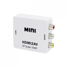adaptor HDMI - AV RCA, convertor audio video digital - analog foto