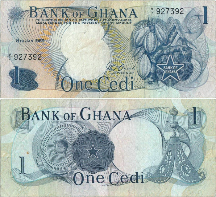 1969 ( 8 I ) , 1 cedi ( P-10b ) - Ghana
