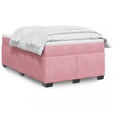 VidaXL Pat box spring cu saltea, roz, 120x200 cm, catifea 3285280