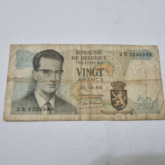 bancnota belgia 20 fr 1964