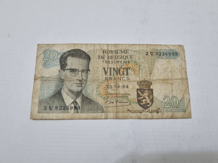 bancnota belgia 20 fr 1964