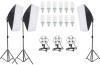 Kit de 3 softboxuri, soclu de 4 becuri, 3 trepiezi reglabili 200 cm, 12 becuri de 85W, Dactylion
