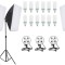 Kit de 3 softboxuri, soclu de 4 becuri, 3 trepiezi reglabili 200 cm, 12 becuri de 85W
