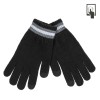 Mănuși Touchscreen Bărbați, Tricotate, Dungi Gri, Negru, 1 Pereche, Oem