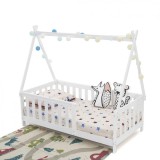Pat Casuta Copii U-Grow, 147.5x75cm, Alb, MDF+Pin, Somiera Inclusa, 70x140cm