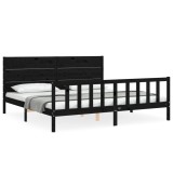 Cumpara ieftin Cadru pat cu tablie 200x200 cm, negru, lemn masiv