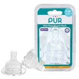 PUR 3257 &ndash; SET TETINE SILICON PENTRU BIBERON CU GURA LARGA &ndash; MARIME L, +6 LUNI,