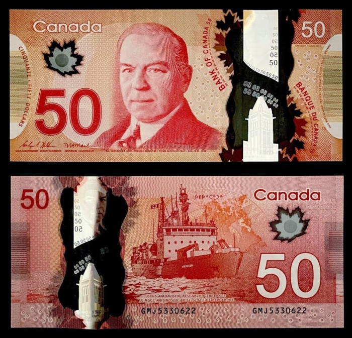 CANADA █ bancnota █ 50 Dollars █ 2012 █ P-109c █ POLYMER █ UNC █ necirculata