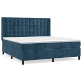 Cumpara ieftin Pat box spring cu saltea, albastru inchis, 180x200 cm, catifea
