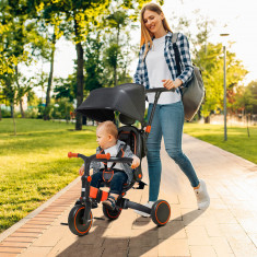 AIYAPLAY Tricicleta 3 in 1 pentru copii, Tricicleta pentru copii cu maner de impins reglabil, pentru 18-48 de luni, rosu | AOSOM RO foto