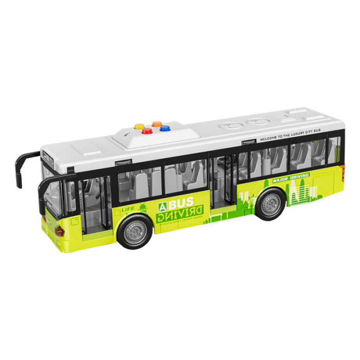 Autobuz cu sunete, lumini, functie usi deschise Traffic Bus scara 1:16 verde