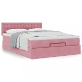 Gossi cadru de pat otoman cu saltea roz 140x200cm catifea