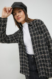 Abercrombie &amp; Fitch camasa din lana femei, culoarea negru, cu guler clasic, regular