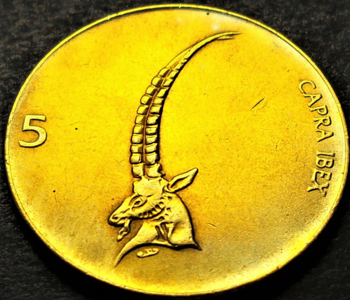 Moneda 5 TOLARI / TOLARJEV - SLOVENIA, anul 1992 * cod 2048 A