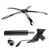 Cumpara ieftin Set placuta balans metalica 22 cm x 15 cm, baza 60 cm, rolă universală cauciuc si cilindru piston, gaz, pentru scaune birou, negru, 35 cm