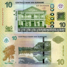 SURINAME 10 dollars 2019 UNC!!! foto