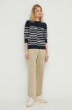 Marc O&#039;Polo pantaloni femei, culoarea bej, drept, high waist