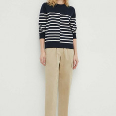 Marc O'Polo pantaloni femei, culoarea bej, drept, high waist