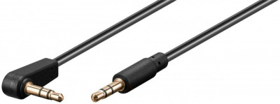 Cablu audio Jack 3.5 mm - 3.5 mm 90 grade contacte aurite 0.5m Goobay foto