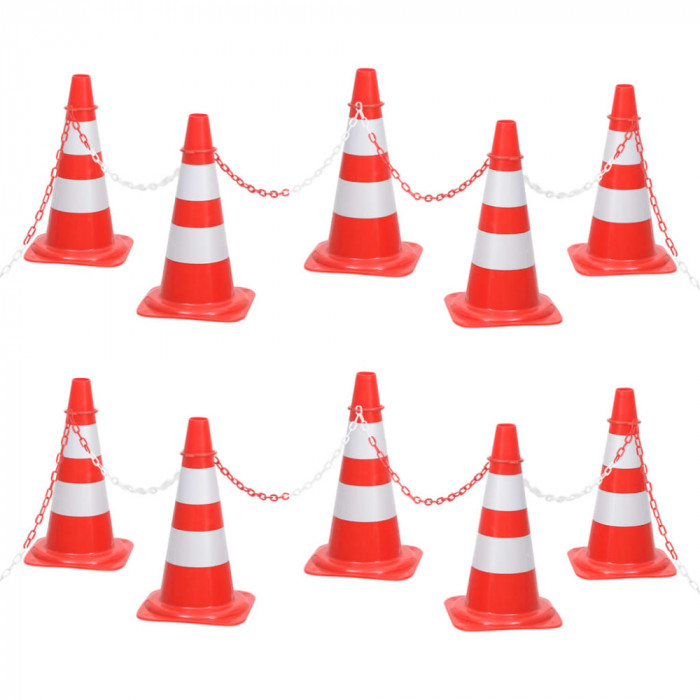 Set de lanț și con, lanț 10 m, roșu și alb