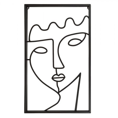 Tablou Metalic, Față Feminină, Culoare Negru, Dimensiuni 31x2x50cm foto